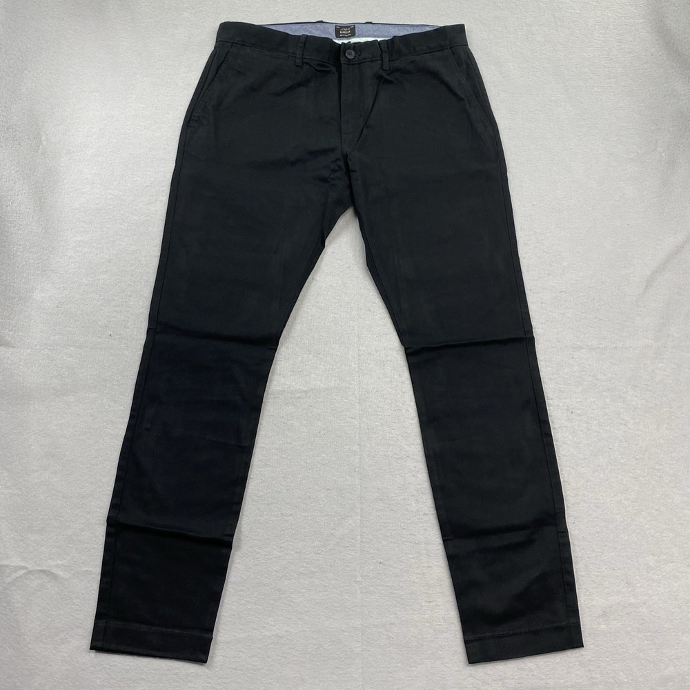J Crew Pants Mens 34x32 Black Chino 250 Skinny Fit Stretch Flat Front Preppy